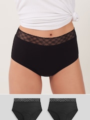 Black Full Brief Medium Flow Period Knickers 2 Pack - Image 1 of 10