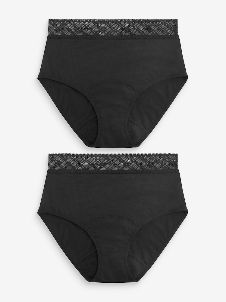 Black Full Brief Medium Flow Period Knickers 2 Pack - Image 9 of 10