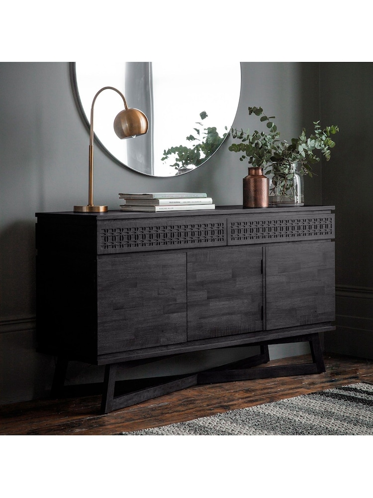 Gallery Home Black Norfolk Black 3 Door 2 Drawer Sideboard - Image 1 of 2