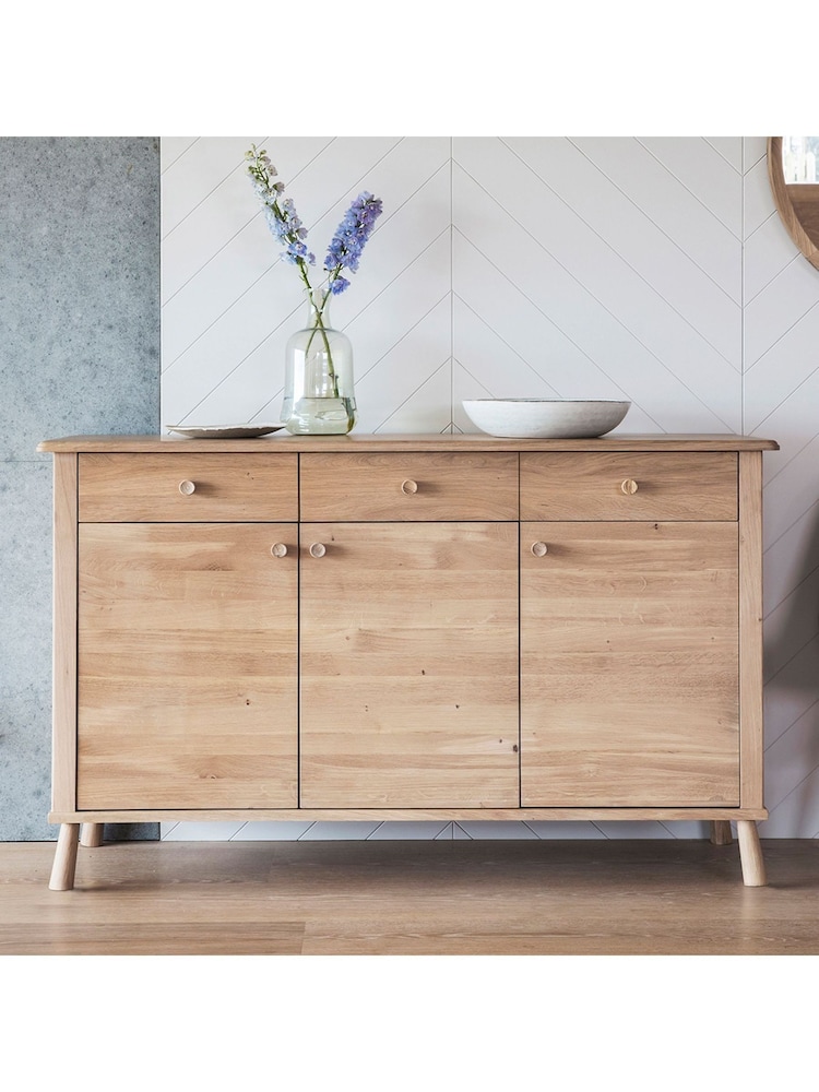 Gallery Home Natural Virginia 3 Door 3 Drawer Sideboard - Image 1 of 3