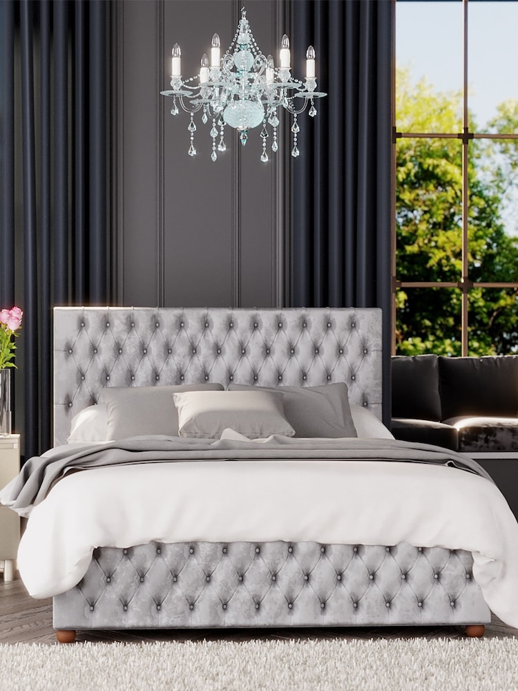 Laurence Llewelyn-Bowen Silver Seren End Lift Ottoman Storage Bed - Image 1 of 5