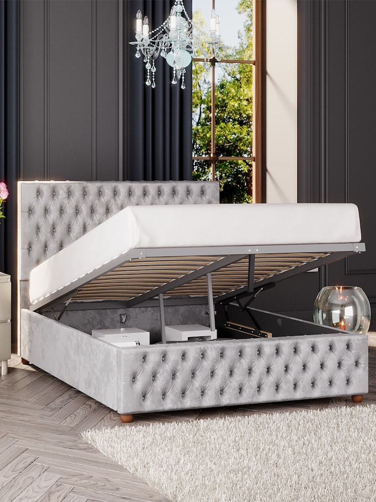 Laurence Llewelyn-Bowen Silver Seren End Lift Ottoman Storage Bed - Image 2 of 5
