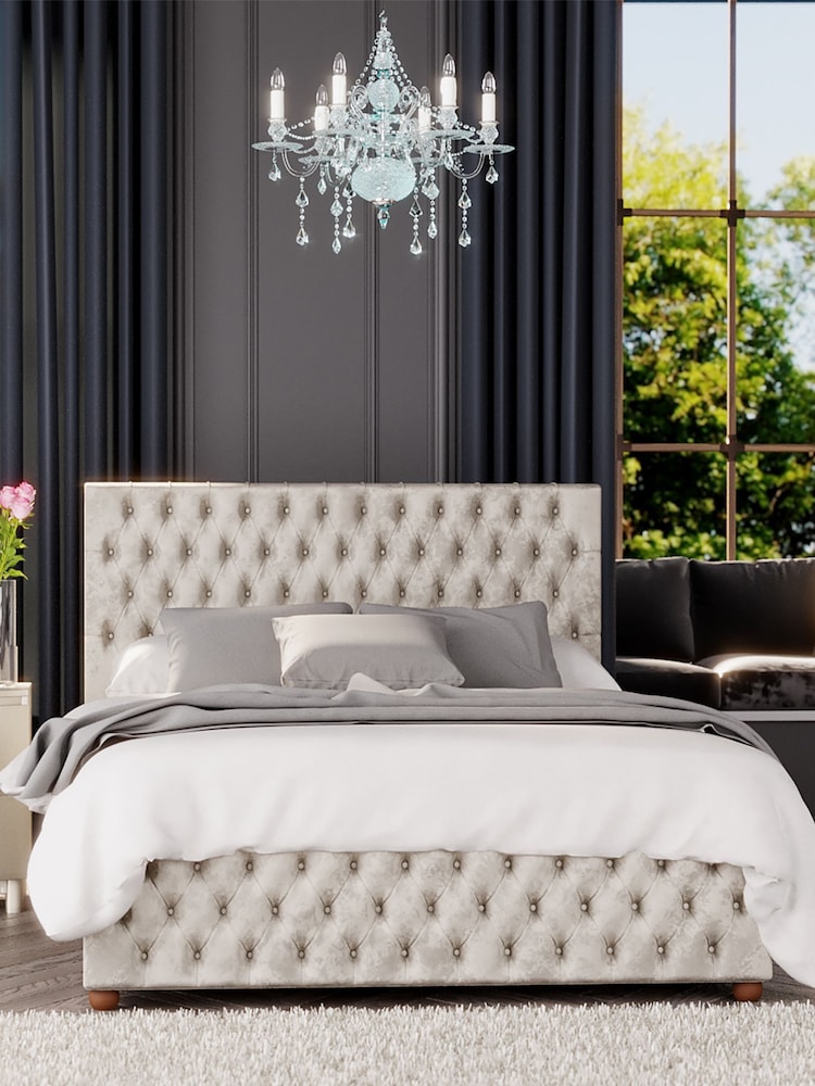 Laurence Llewelyn-Bowen Pearl White Seren End Lift Ottoman Storage Bed - Image 1 of 5