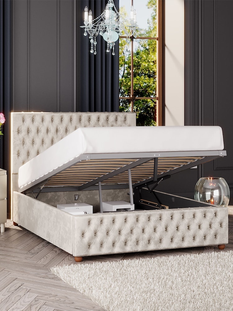 Laurence Llewelyn-Bowen Pearl White Seren End Lift Ottoman Storage Bed - Image 2 of 5