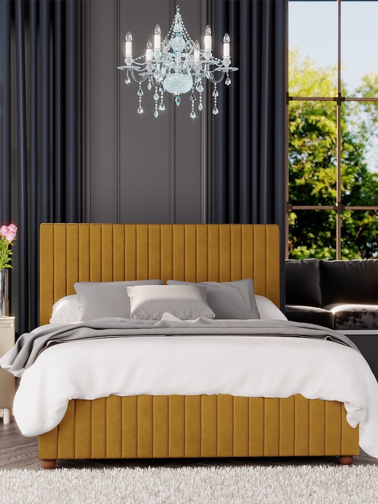 Laurence Llewelyn-Bowen Ochre Yellow Estella End Lift Ottoman Storage Bed - Image 1 of 5