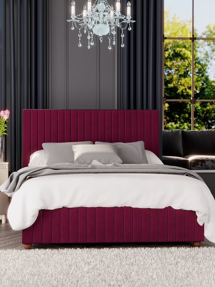 Laurence Llewelyn-Bowen Burgundy Red Estella End Lift Ottoman Storage Bed - Image 1 of 4
