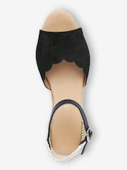 Black Forever Comfort® Scalloped Peep Toe Wedges - Image 8 of 9