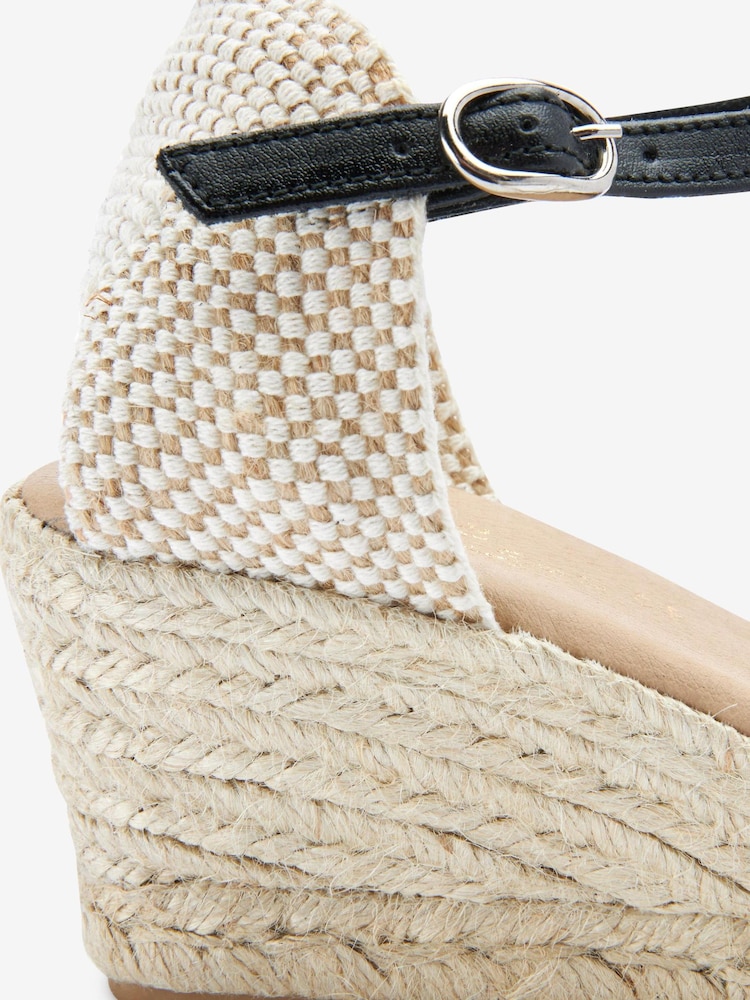 Black Forever Comfort® Scalloped Peep Toe Wedges - Image 9 of 9