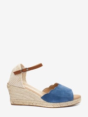 Blue Forever Comfort® Scalloped Peep Toe Wedges - Image 1 of 4