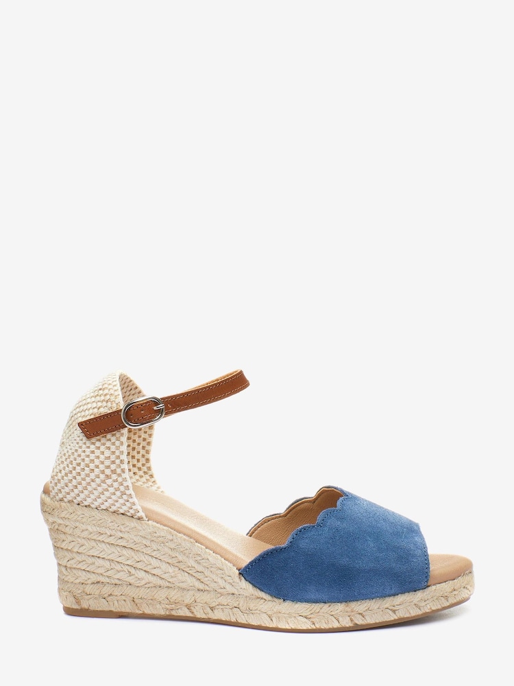 Blue Forever Comfort® Scalloped Peep Toe Wedges - Image 1 of 4