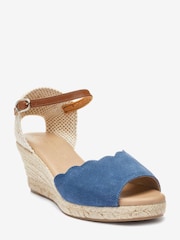 Blue Forever Comfort® Scalloped Peep Toe Wedges - Image 2 of 4