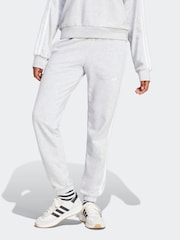 adidas Grey Essentials 3-Stripes French Terry Cuffed Joggers - Image 2 of 5