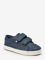 Navy Blue Brogue Strap Touch Fastening Shoes - Image 2 of 5