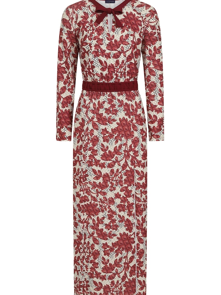 HotSquash Brown Neck Tie Long Sleeve Maxi Dress - Image 2 of 2