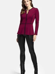 HotSquash Brown Jersey Keyhole Top With Contrast Seams - Image 2 of 4