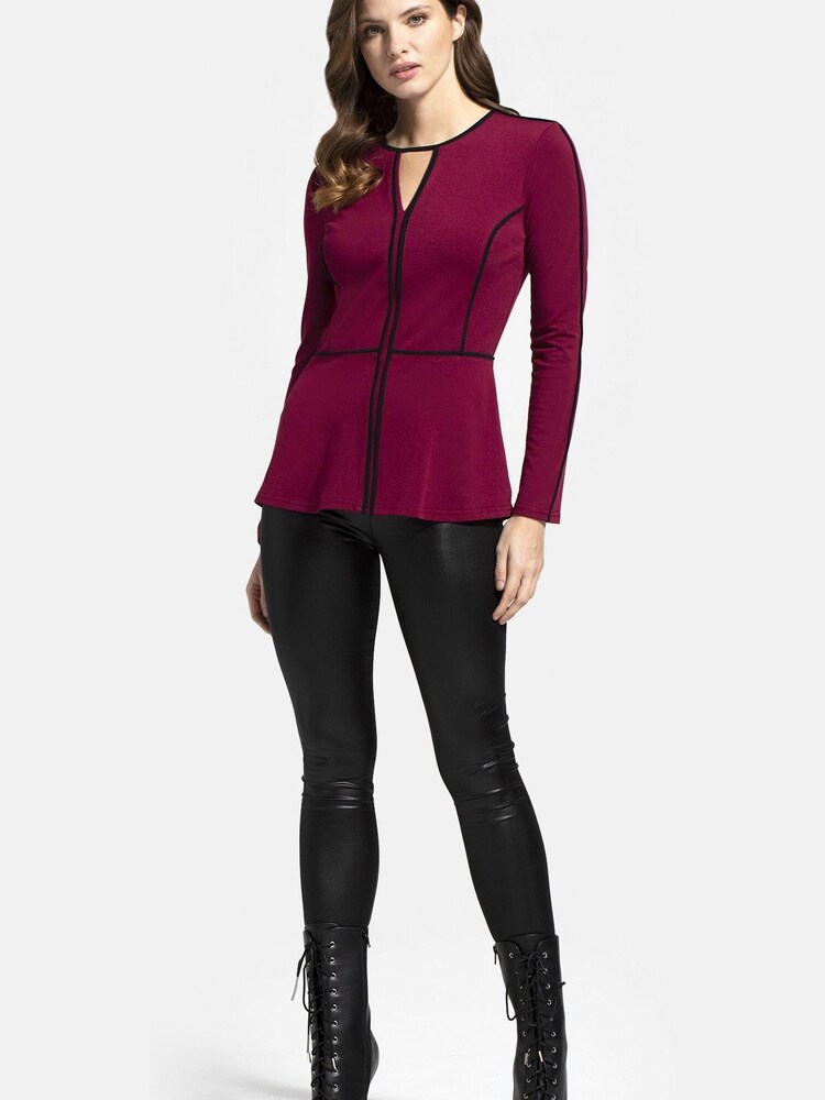 HotSquash Brown Jersey Keyhole Top With Contrast Seams - Image 2 of 4