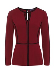 HotSquash Brown Jersey Keyhole Top With Contrast Seams - Image 4 of 4