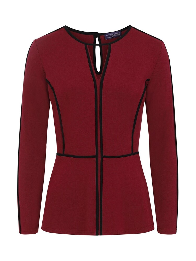 HotSquash Brown Jersey Keyhole Top With Contrast Seams - Image 4 of 4
