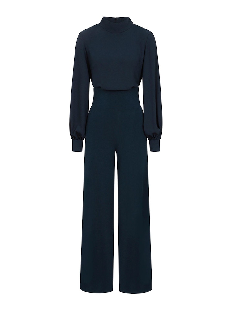 Blau - HotSquash Wide-Leg-Jumpsuit mit Blousonärmeln - Bild 3 von 3 Blau - HotSquash Wide-Leg-Jumpsuit mit Blousonärmeln - Bild 3 von 3