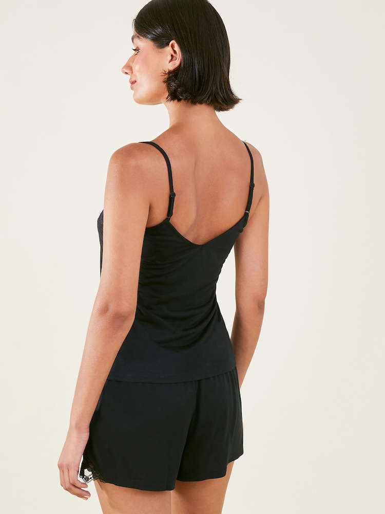 Accessorize Black Lace Trim Pyjama Set - Image 2 of 4