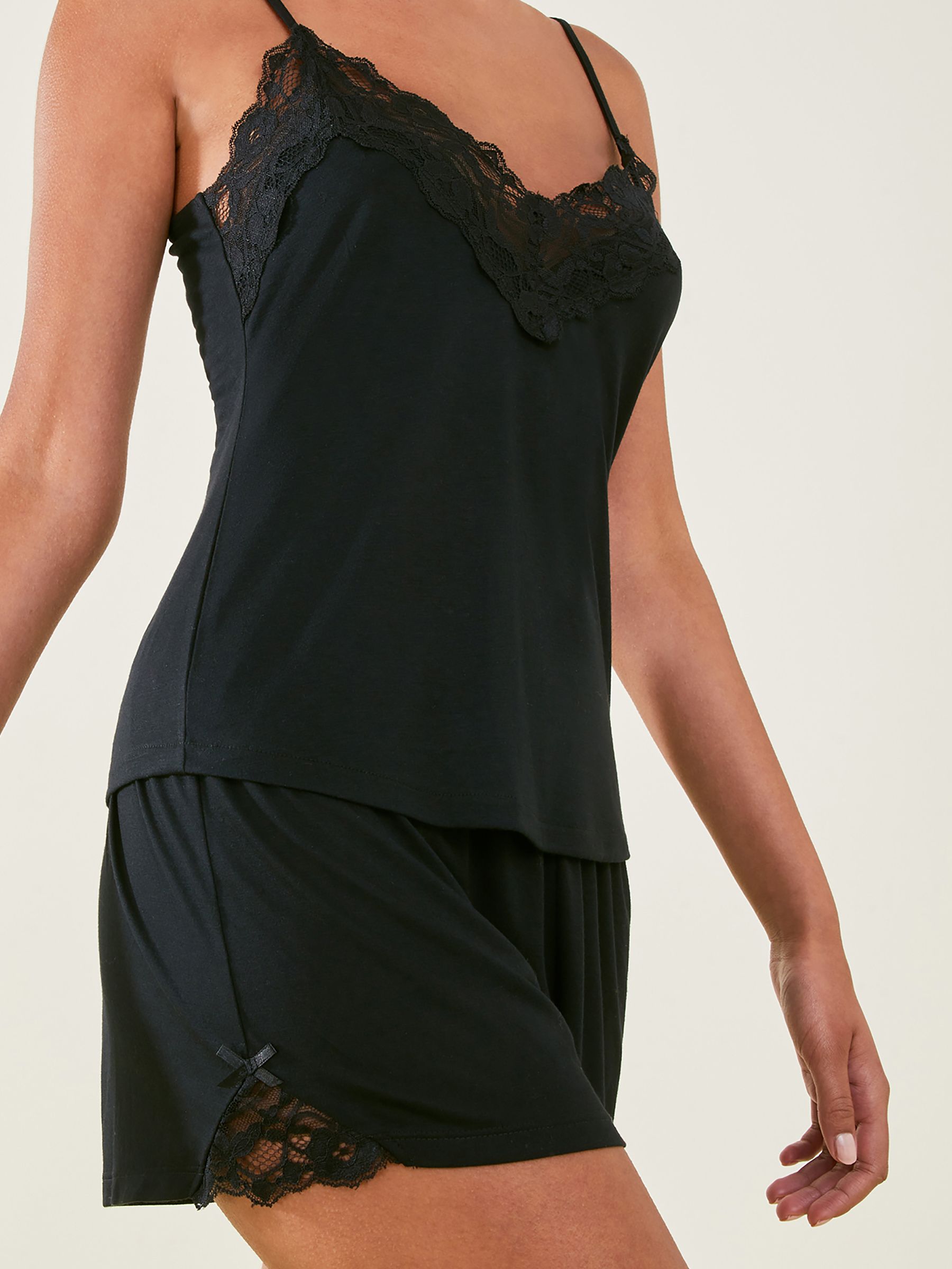 Buy Accessorize Black Lace Trim Short Pyjamas Set from Next South