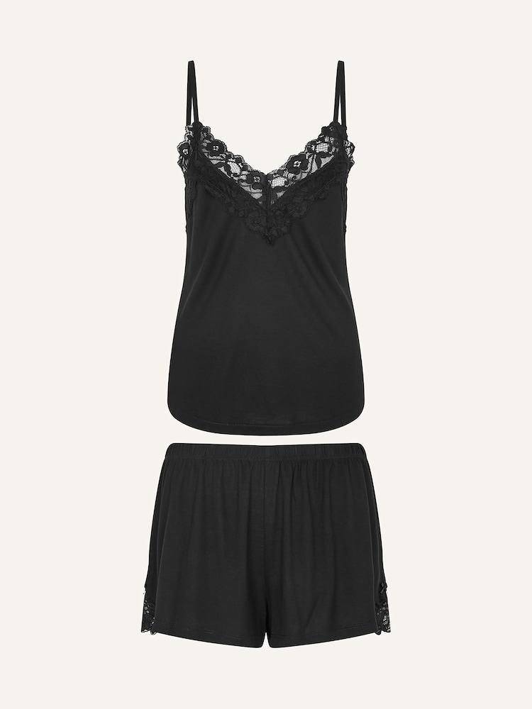 Accessorize Black Lace Trim Pyjama Set - Image 4 of 4