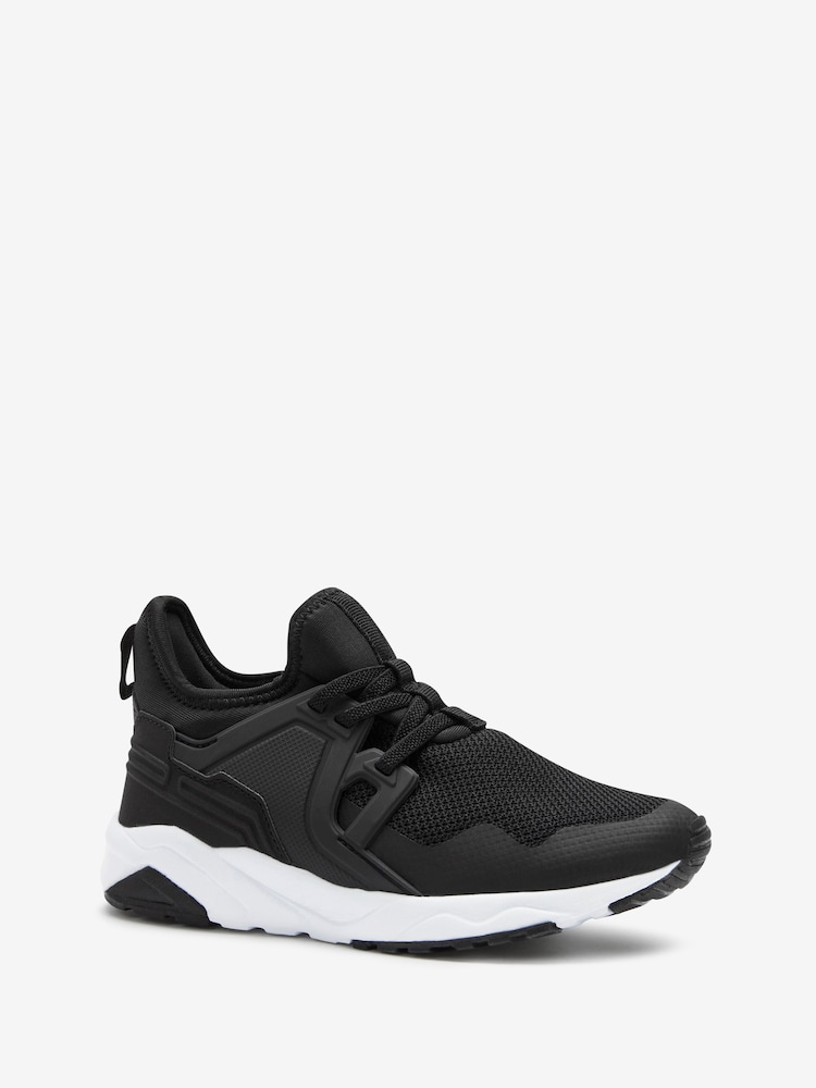 Black Mesh Elastic Lace Trainers - Image 1 of 4