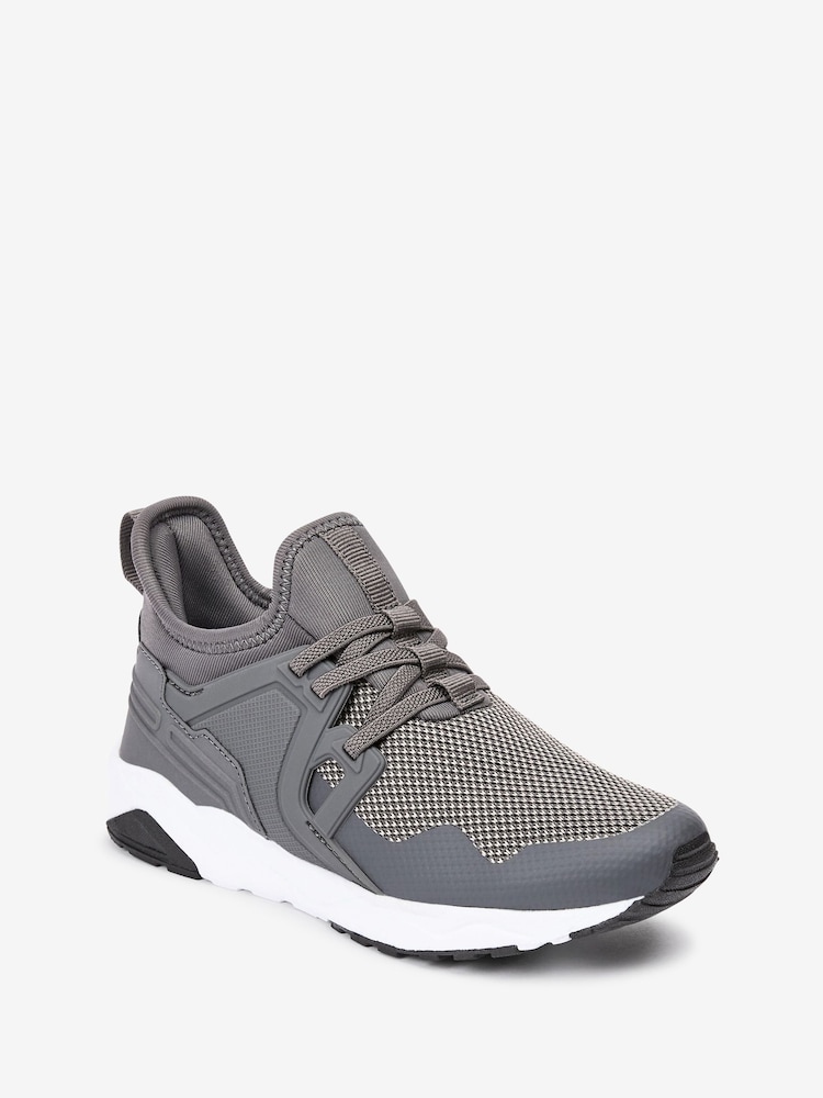 Grey Mesh Elastic Lace Trainers - Image 2 of 10