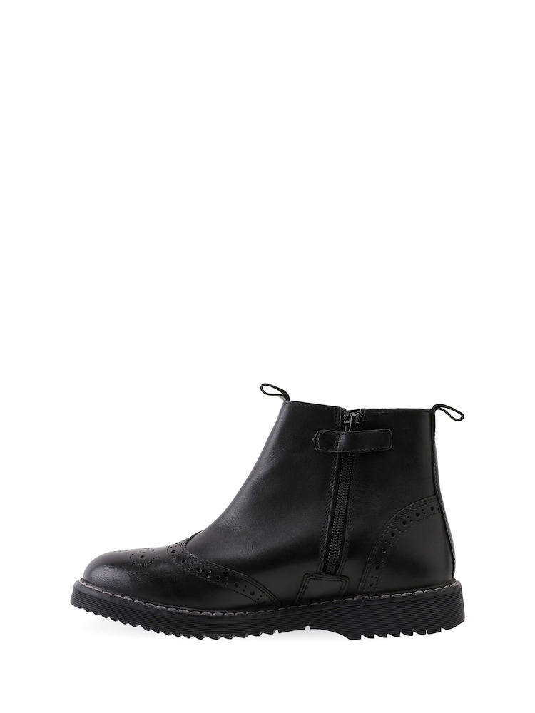Start-Rite Revolution Black Leather Zip-Up Boots F Fit - Image 2 of 6