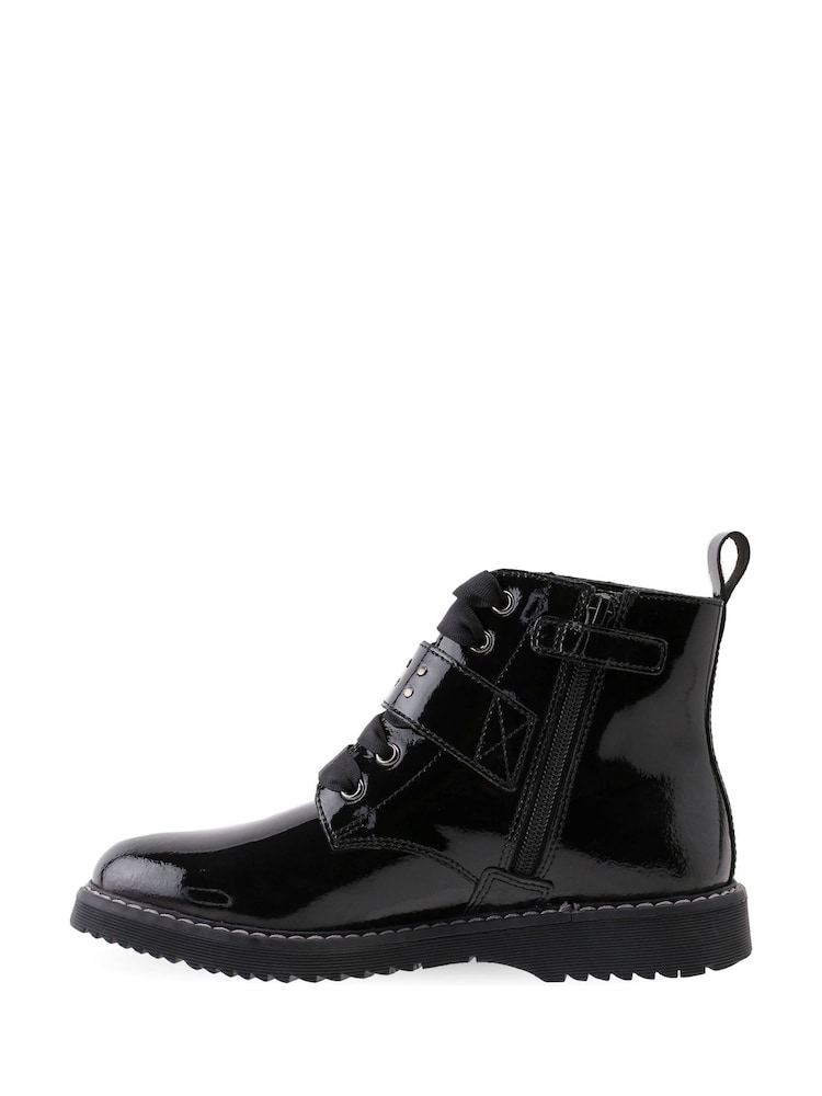 Start-Rite Icon Black Patent Leather Zip-Up Boots F Fit - Image 2 of 6
