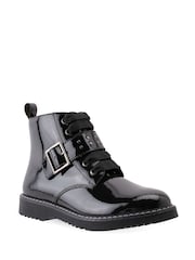 Start-Rite Icon Black Patent Leather Zip-Up Boots F Fit - Image 3 of 6