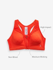 Orange Next Active Sports High Impact Zip Front Bra - Image 1 of 3