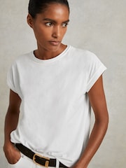 Reiss White Tereza Cotton-Jersey Crew Neck T-Shirt - Image 1 of 5