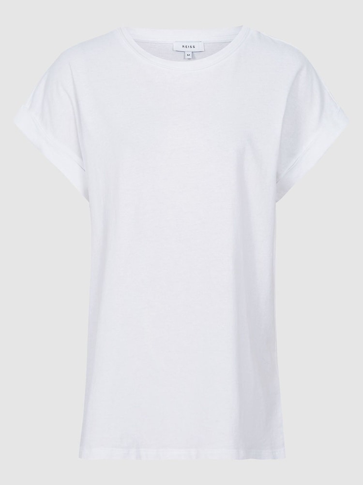 Reiss White Tereza Cotton-Jersey Crew Neck T-Shirt - Image 2 of 5