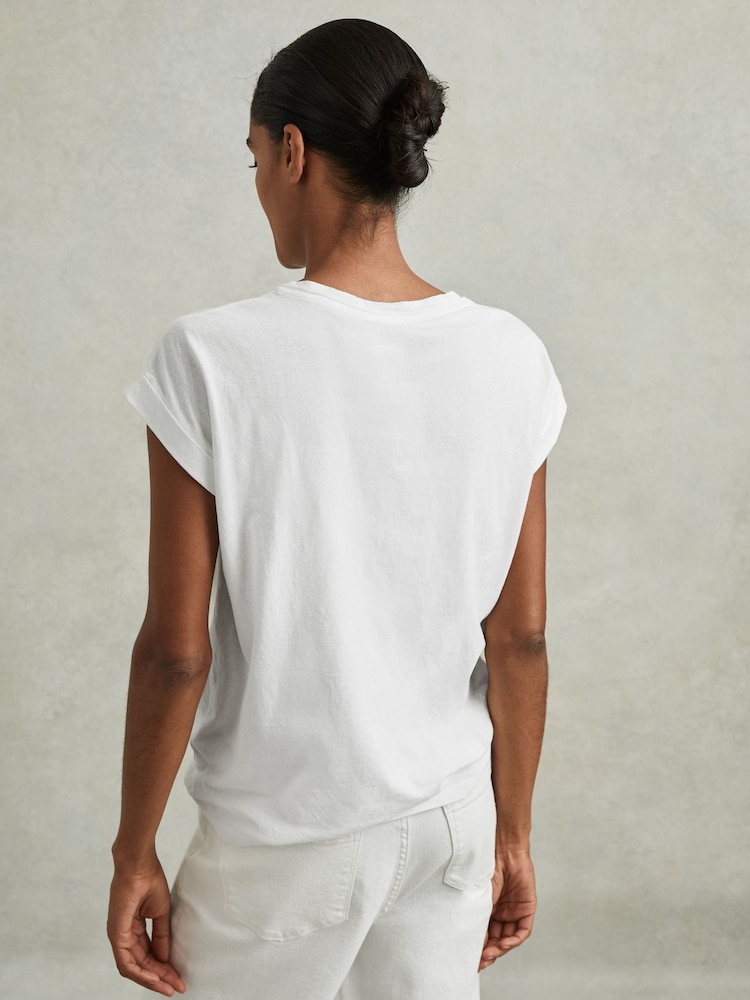 Reiss White Tereza Cotton-Jersey Crew Neck T-Shirt - Image 4 of 5