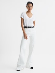 Reiss White Luana Cotton-Jersey V-Neck T-Shirt - Image 3 of 6