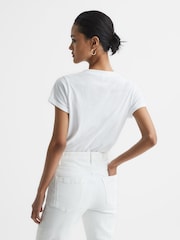 Reiss White Luana Cotton-Jersey V-Neck T-Shirt - Image 5 of 6