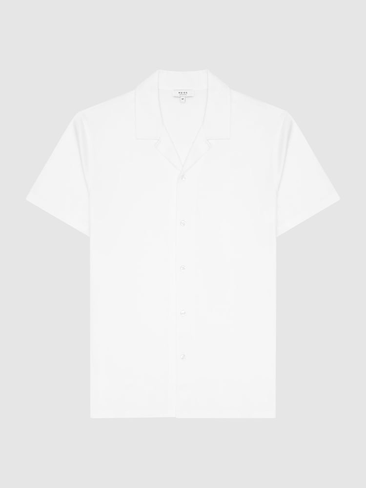 Reiss White Caspa Mercerised Jersey Cuban Collar Shirt - Image 2 of 7