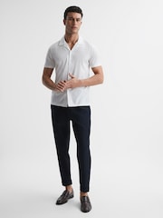 Reiss White Caspa Mercerised Jersey Cuban Collar Shirt - Image 3 of 7
