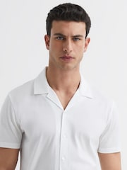Reiss White Caspa Mercerised Jersey Cuban Collar Shirt - Image 4 of 7