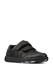 Clarks Black Multi Fit Dinosaur Sole Leather Kids Shoes - Image 3 of 7