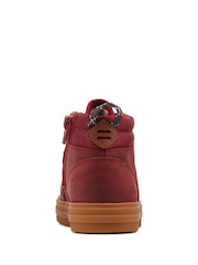 Botas de senderismo en rojo burdeos con cierre de cordones y cremallera y diseño de cuero de Clarks - Imagen 6 de 7