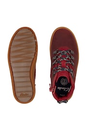 Botas de senderismo en rojo burdeos con cierre de cordones y cremallera y diseño de cuero de Clarks - Imagen 7 de 7