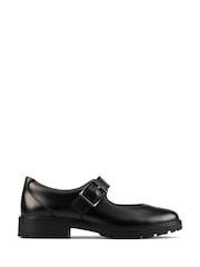 Clarks Black Multi Fit Leather Buckle Shoes - Image 1 of 7