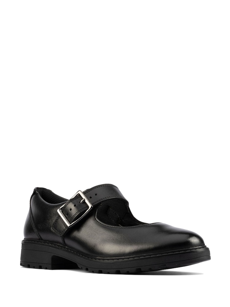 Clarks Black Multi Fit Leather Buckle Shoes - Image 3 of 7
