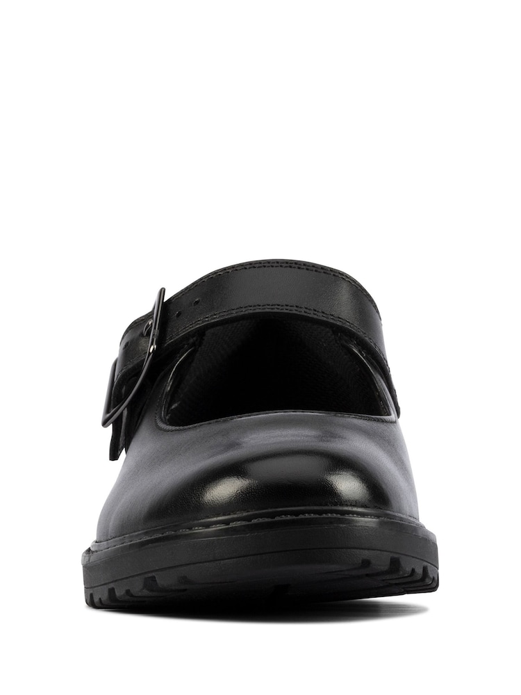 Clarks Black Multi Fit Leather Buckle Shoes - Image 4 of 7