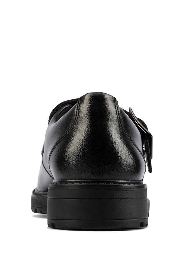 Clarks Black Multi Fit Leather Buckle Shoes - Image 5 of 7