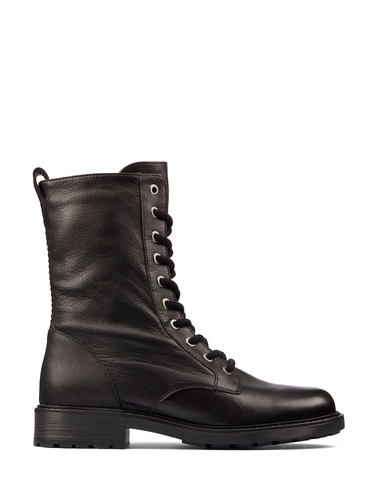 Clarks Black Wide Fit (E) Wide Fit (E) Leather Orinoco2 Boots - Image 1 of 7