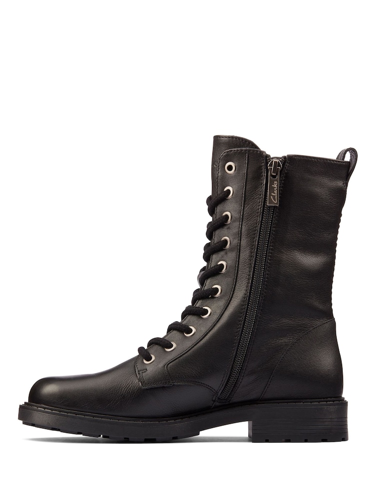 Clarks Black Standard Fit (D) Wide Fit (E) Leather Orinoco2 Boots - Image 2 of 7