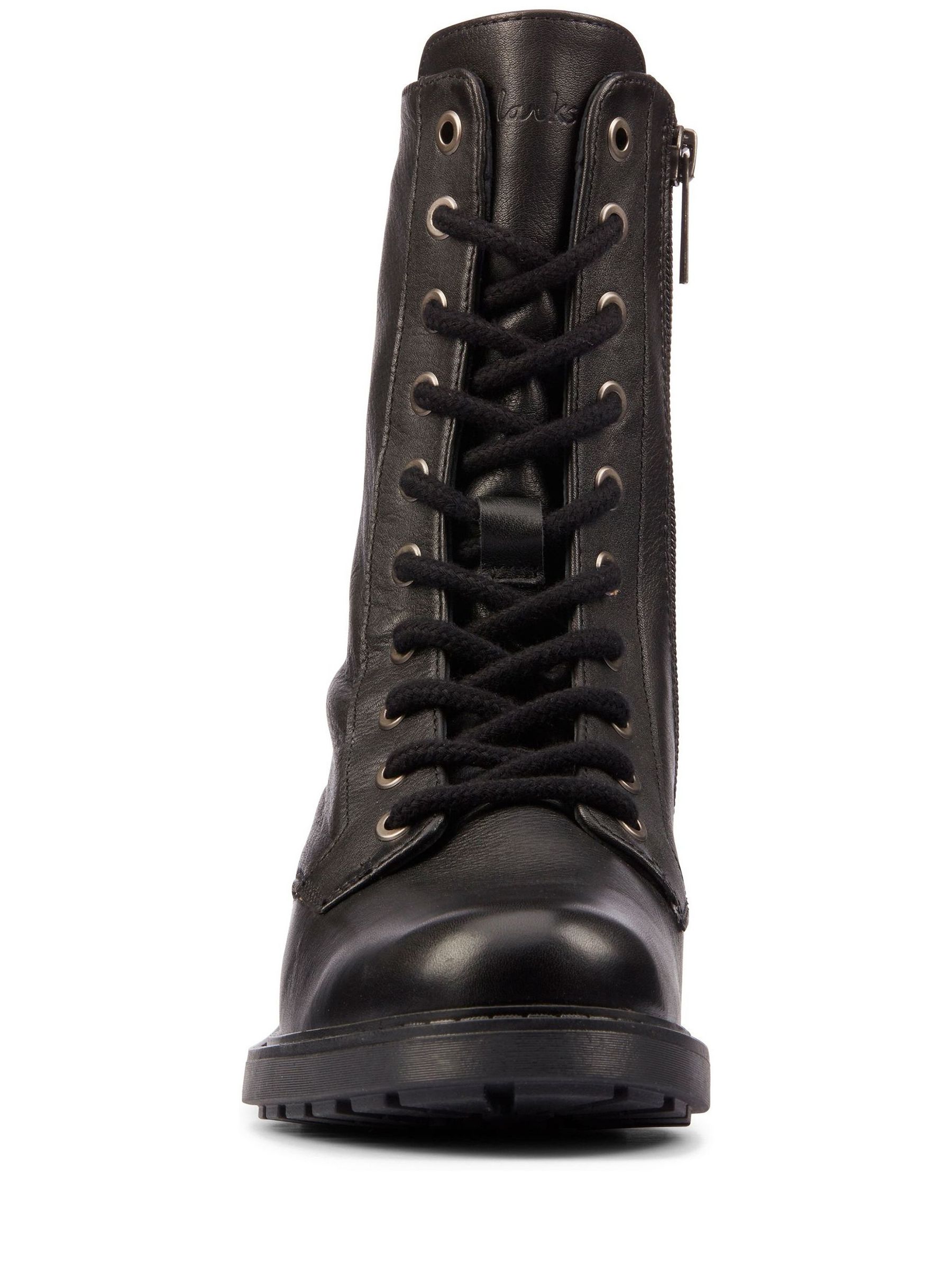 Clarks Women's Orinoco2 Stud Motorcycle Boot - Black Leather Ankle Boot With Buckle